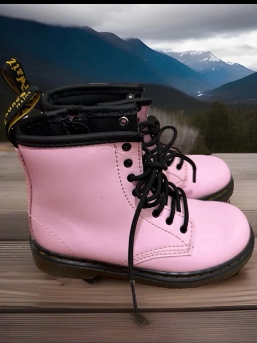 Dr Martens Boots Toddler Size 10 Pink Leather Patent Lace Up Girls Combat 1460T